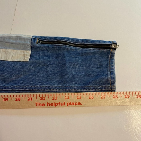 Rag & Bone Relay Jeans Skinny Ankle Zipper Sz 24 Racer Striped Denim Pant Moto - Picture 9 of 9